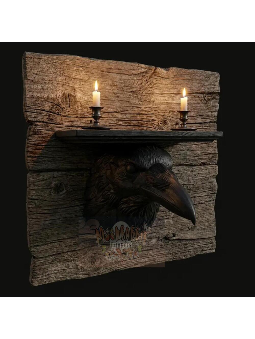 Intricate Crow Hanging Shelf - Elegant Home Decor - Abstract Rustic Art Gift - Picture 2 of 2